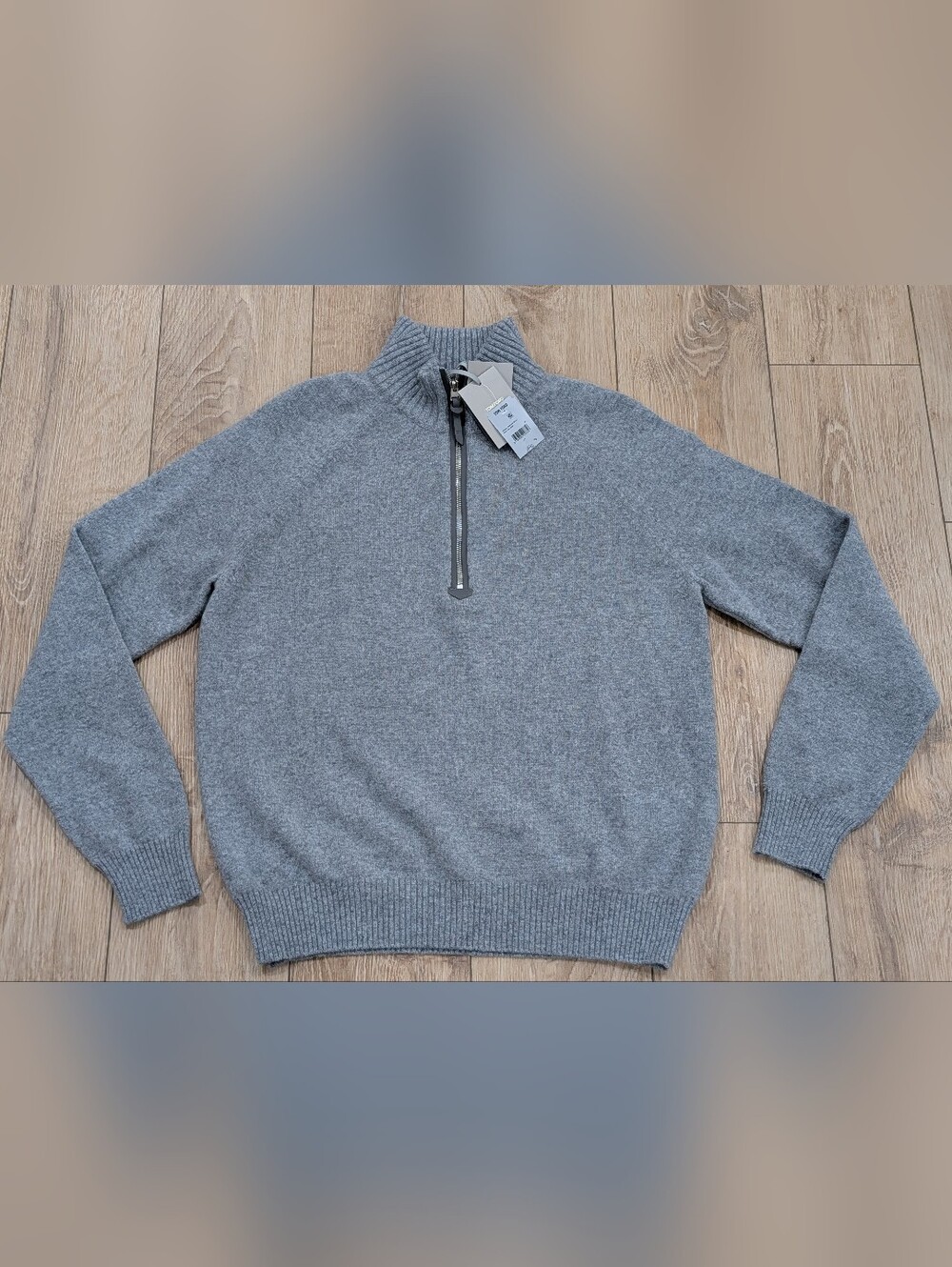 TOM FORD Lambswool/Cashmere Half Zip Sweater Gray 54 US 44